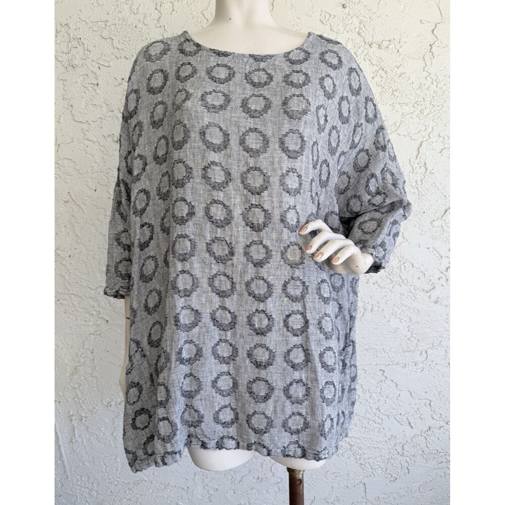CUT LOOSE Tunic Top Gray 100% Linen Art to Wear Lagenlook Oversized Blouse OSFA